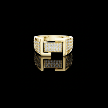Round Lab Grown Diamond Pavé Geometric Statement Band Ring
