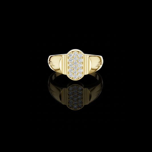 0.30 TCW Classic Round Lab Grown Diamond Rectangular Pave Set Cluster Design Statement Ring