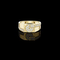 Lab Grown Circular Pave Cluster with Structured Side Stone Ring