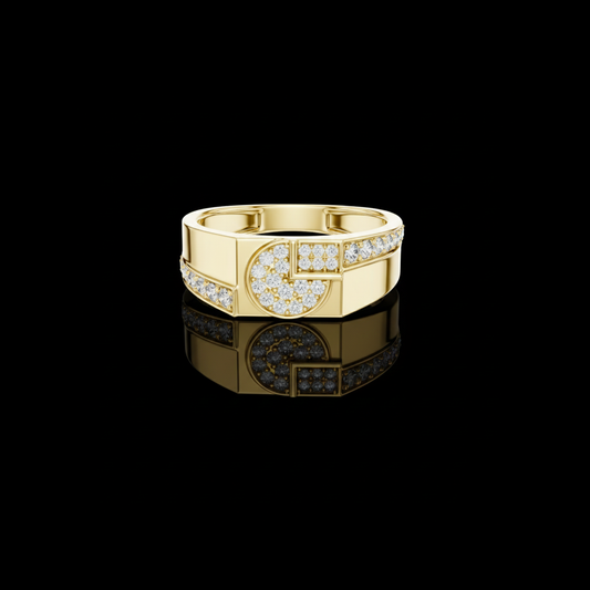 Round Cut Lab Grown Diamond Men's Split Circle Medallion Statement Band