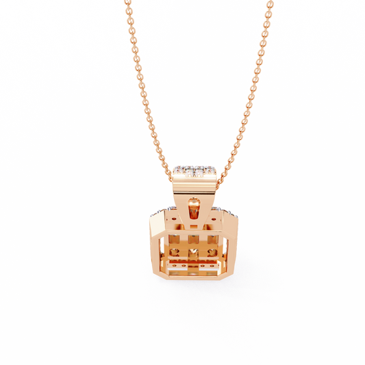 Emerald Shape Illusion Cluster Pendant with Baguette and Round Lab Diamonds