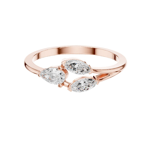 Pear And Double Marquise Lab Diamond Band Ring