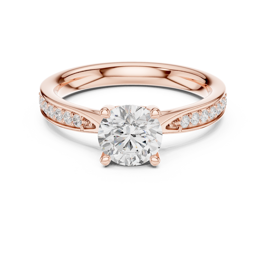Round Lab Diamond Pave Solitaire Engagement Ring