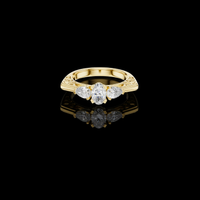 Oval Moissanite Diamond Filigree Ring With Pear Accents