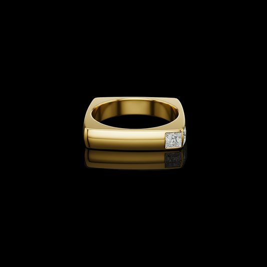0.7 TCW Regal Edge Contemporary Square Band with Princess Cut Lab Grown Diamond