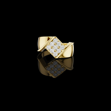 0.45 TCW Regal Matrix Statement Ring with Pavé Round Lab Grown Diamond Cluster