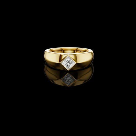 0.5 TCW Regal Prism Luxurious Band with Princess Cut Moissanite Diamond Inlay