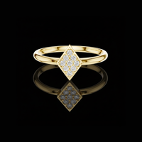 Round Cut Moissanite Diamond Kite Cluster Ring with Pave Setting