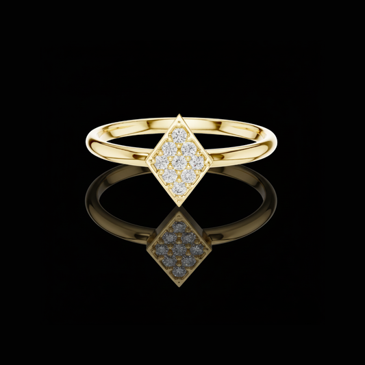 Round Cut Moissanite Diamond Kite Cluster Ring with Pave Setting