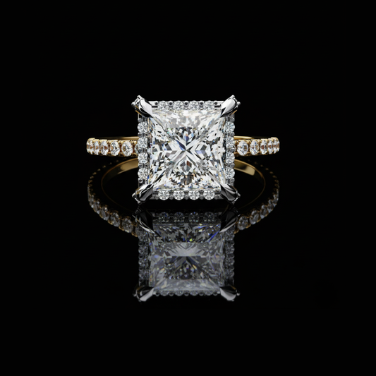 2.03 CT Princess-Cut Halo Lab Grown Diamond Engagement Ring Luxury Sparkle Design by Ivevar Luxury