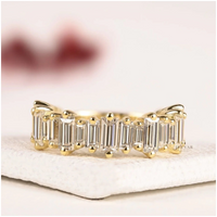 Emerald Cut Lab Grown Diamond Eternity Wedding Stacking Band
