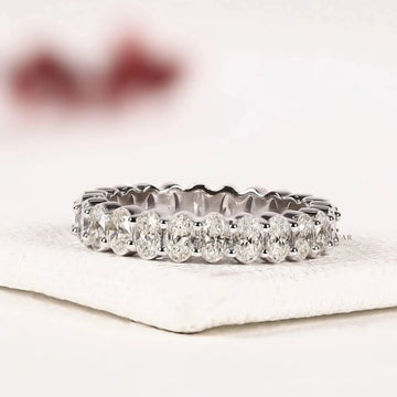 Oval Cut Moissanite Diamond Wedding Eternity Band