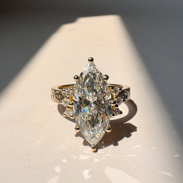 3.00 CT Exquisite Marquise Cut Lab Grown Diamond Ring With Intricate Vintage Side Diamonds