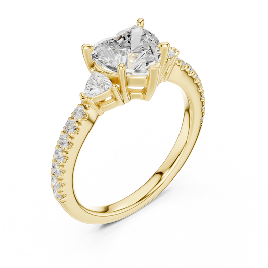 1.50 CT Heart Shaped Lab Grown Diamond Engagement Ring with Sparkling Side Stones Luxury Proposal Jewelry for Her