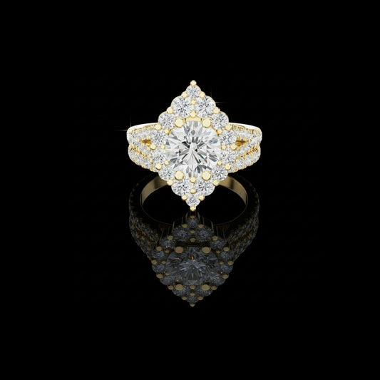1.50 CT Sparkle Enhanced Art Deco Inspired Round Cut Lab Diamond Cluster Halo Ring For Bride