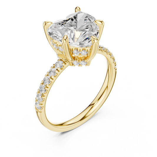 Halo Heart Cut Moissanite Diamond Pave Engagement Ring