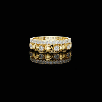 1.53 TCW Glossy Heart Cut Lab Grown Diamond Band with Pavé Brilliance Romantic Statement Ring