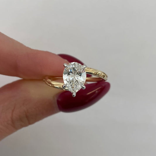 Nature Inspired Oval Lab Grown Diamond Promise Ring