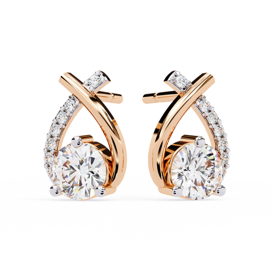 Teardrop Inspired Round Lab Diamond Earrings with Pave Accents