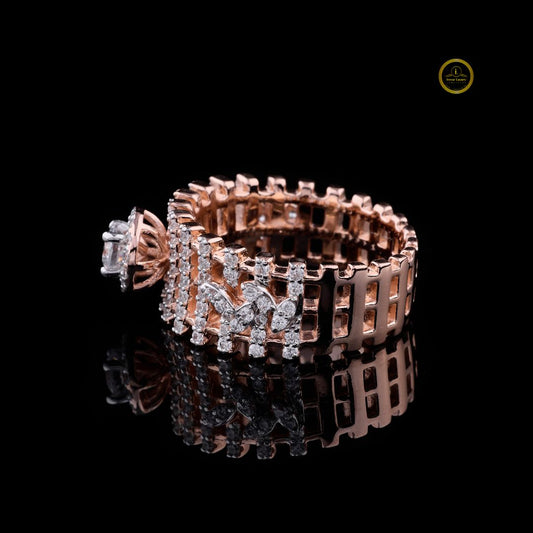 Round Moissanite Diamond Ladder Pave Statement Band
