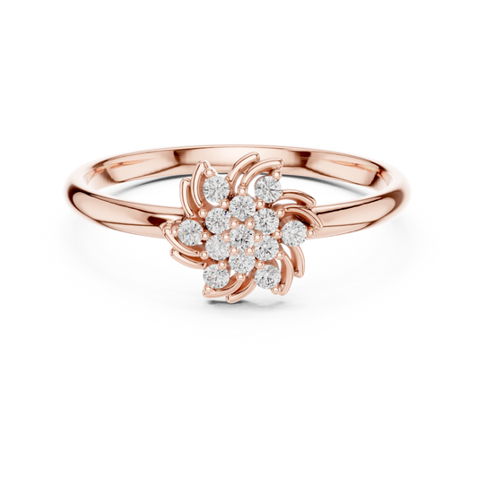 0.078 TCW Swirling Floral Cluster Moissanite Diamond in Round Cut Sparkling Everyday Fine Ring