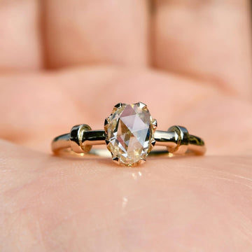 2.20 CT Floating Bubble Shank Moissanite Rose Cut Solitaire Ring Design For Special Day