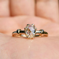 Bubble Shank Moissanite Rose Cut Solitaire Delicate Ring