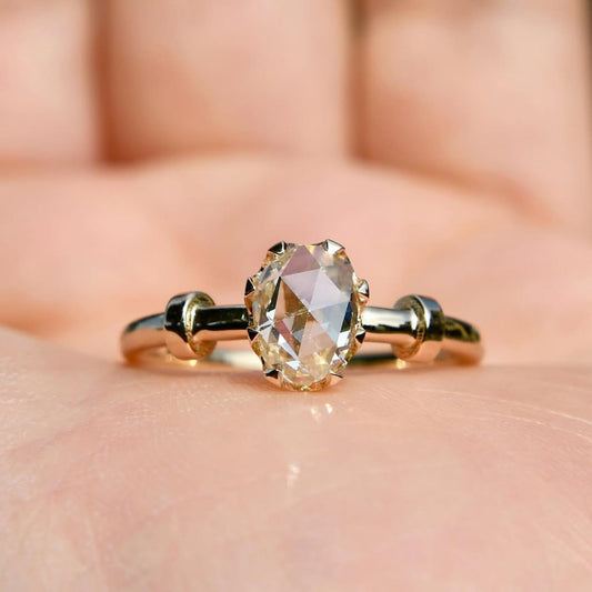 Bubble Shank Lab Grown Rose Cut Solitaire Delicate Ring