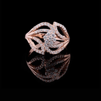 Leaf Motif Style Round Lab Grown Diamond Bridal Ring