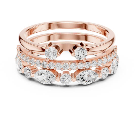 Stackable Marquise and Round Lab Grown Diamond Ring Set