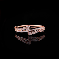 Emerald And Round Cut Moissanite Diamond Open Crossover Bangle