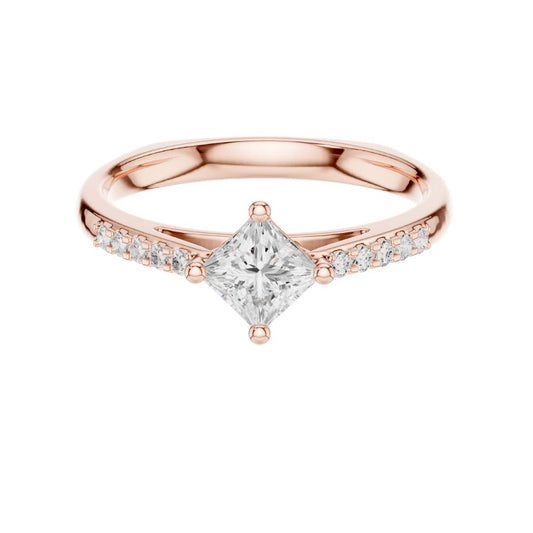 East West Princess Cut Moissanite Diamond Solitaire Engagement Ring