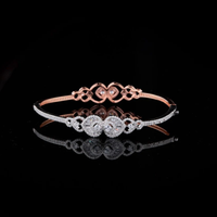 Round Cut Delicate Dual Tone Moissanite Diamond Heart Embrace Bracelet For Her