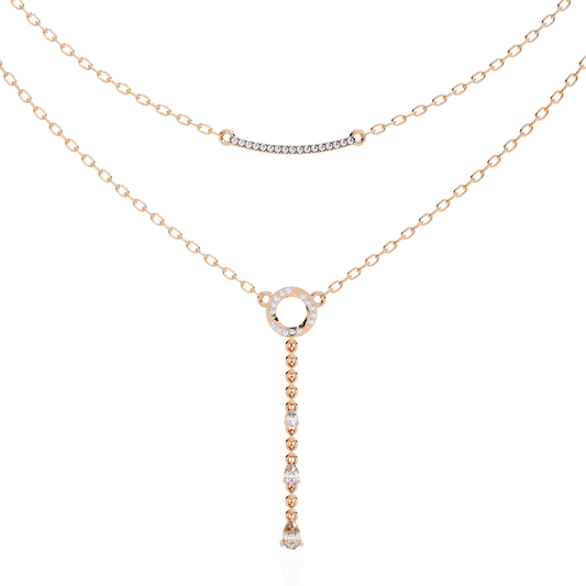 Double Layered Circle Drop Moissanite Diamond Necklace