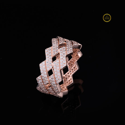 Round Cut Lab Grown Diamond Multi Row Cross Pave Band Ring