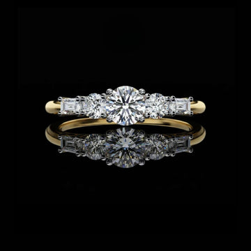 0.36 CT Exquisite Round & Baguette Cut Lab Grown Diamond Ring Ethical & Sustainable Luxury Jewelry