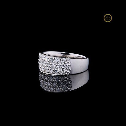 Round Cut Multi Row Pave Lab Grown Diamond Wide Statement Band Ring