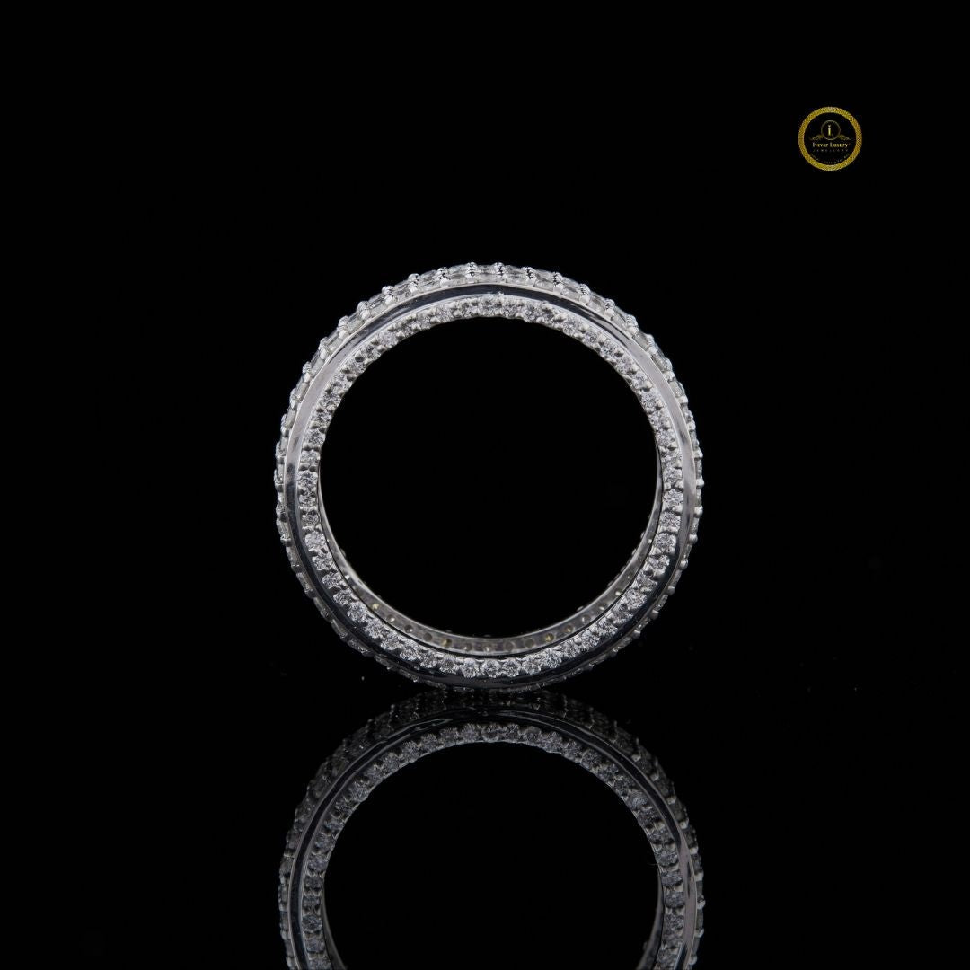 Round Cut Lab Grown Diamond Men's Full Eternity Micro Pave Wedding Band