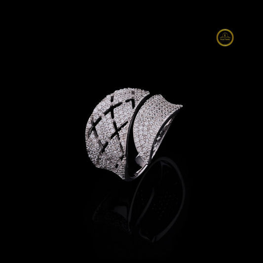 Micro Pave Lab Grown Diamond Crossover Statement Ring