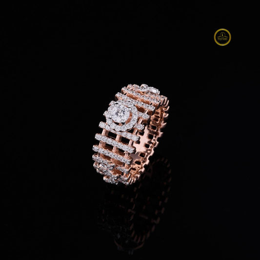 Round Lab Grown Diamond Ladder Pave Statement Band