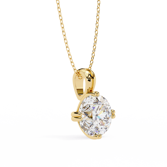 1.98 TCW Luxurious Round Brilliant Cut Solitaire Lab Grown Diamond Pendant in Polished Gold Setting