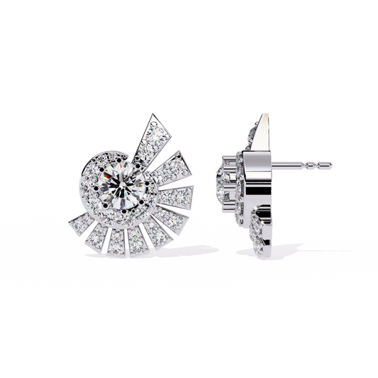 Exquisite Lab Grown Diamond Radiant Sunburst Round Diamond Statement Earrings