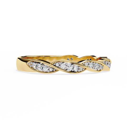 Round Cut Lab Grown Diamond Twisted Leaf Infinity Wedding Band Ring