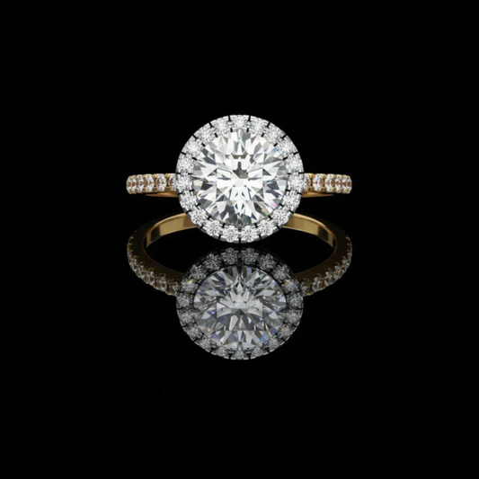 Round Brilliant Halo Moissanite Diamond Ring