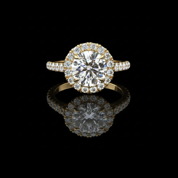 0.80 CT Trendy Brilliant Sunburst Round Cut Halo Ring with Pave Moissanite Diamond Band
