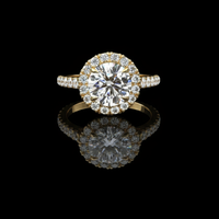 0.80 CT Trendy Brilliant Sunburst Round Cut Halo Ring with Pave Lab Diamond Band