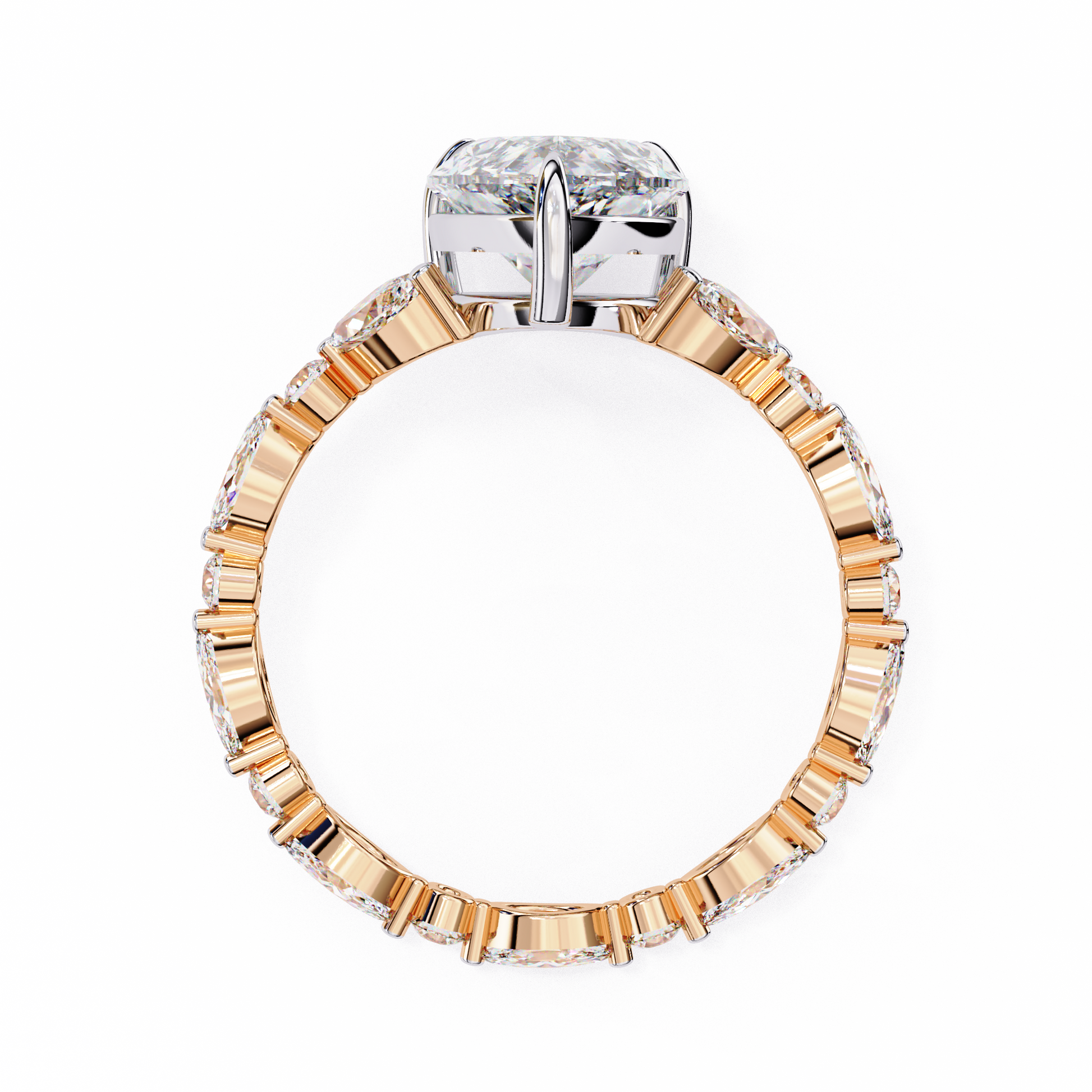Two-tone gold ring with a diamond 