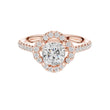 Round Moissanite Diamond Halo Pave Engagement Ring