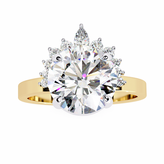 Round Cut Brilliant Floral Halo Lab Grown Diamond Engagement Ring