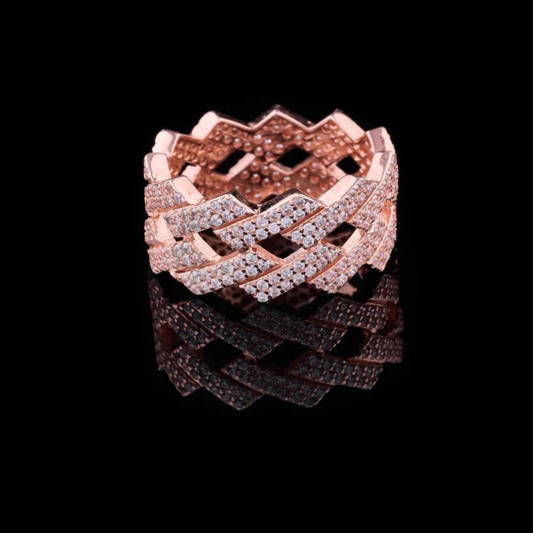Round Cut Lab Grown Diamond Multi Row Cross Pave Band Ring